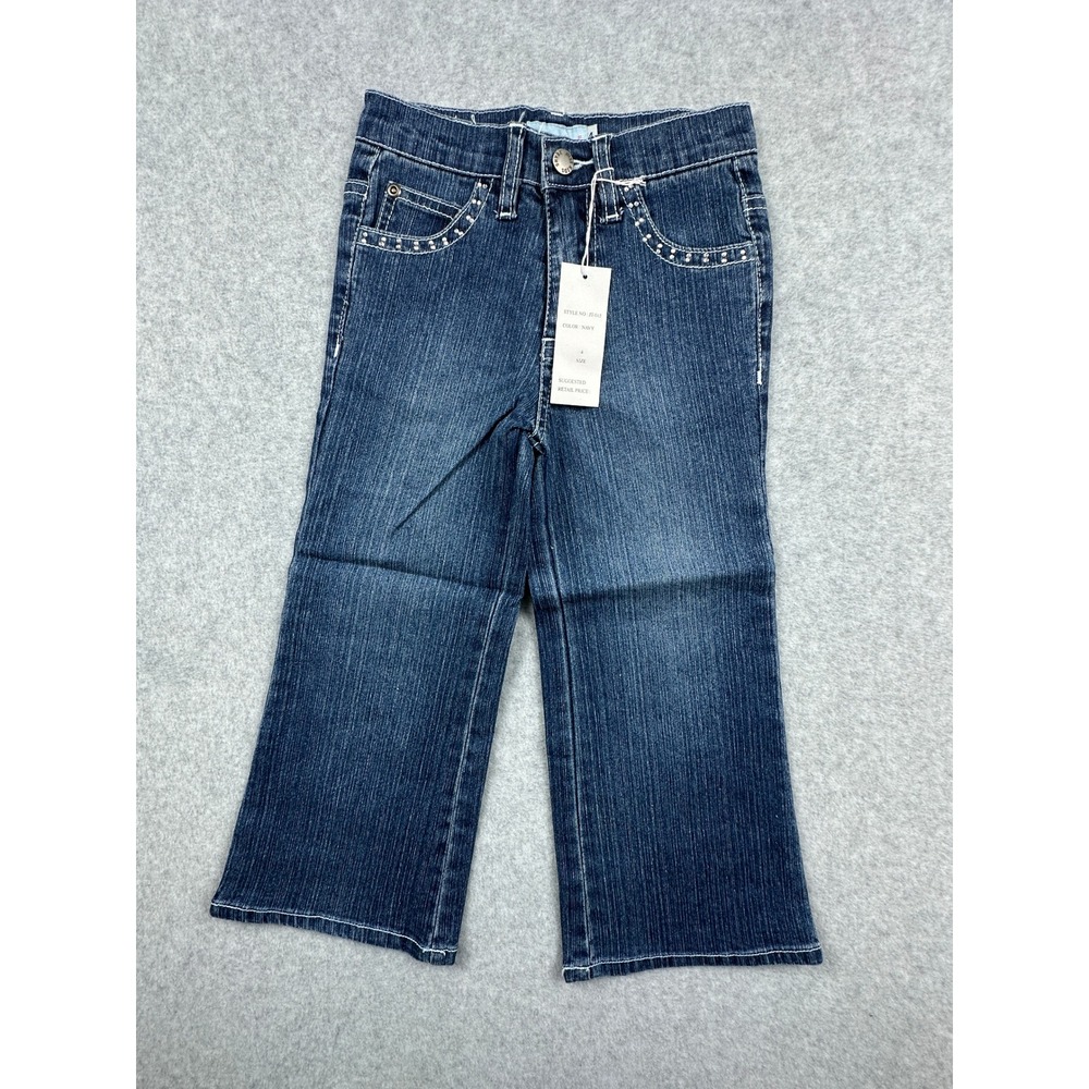 Just Kids Girls Navy Blue Flared Denim Jeans Studded Western Size 4 NWT JT-015